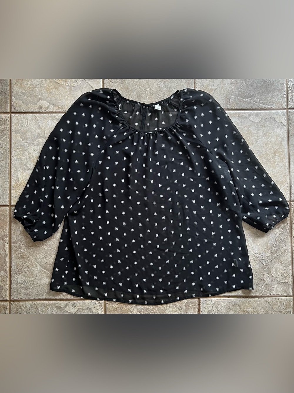 Old Navy Black‎ Blouse with White Dot Print